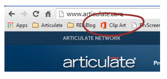 Barra dei preferiti del browser con la scheda Clip Art evidenziata per trovare immagini gratuite per PowerPoint