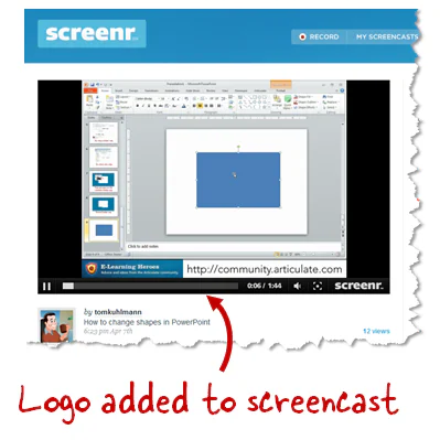 Esempio di screencast con logo inserito durante una demo su PowerPoint tramite Screenr