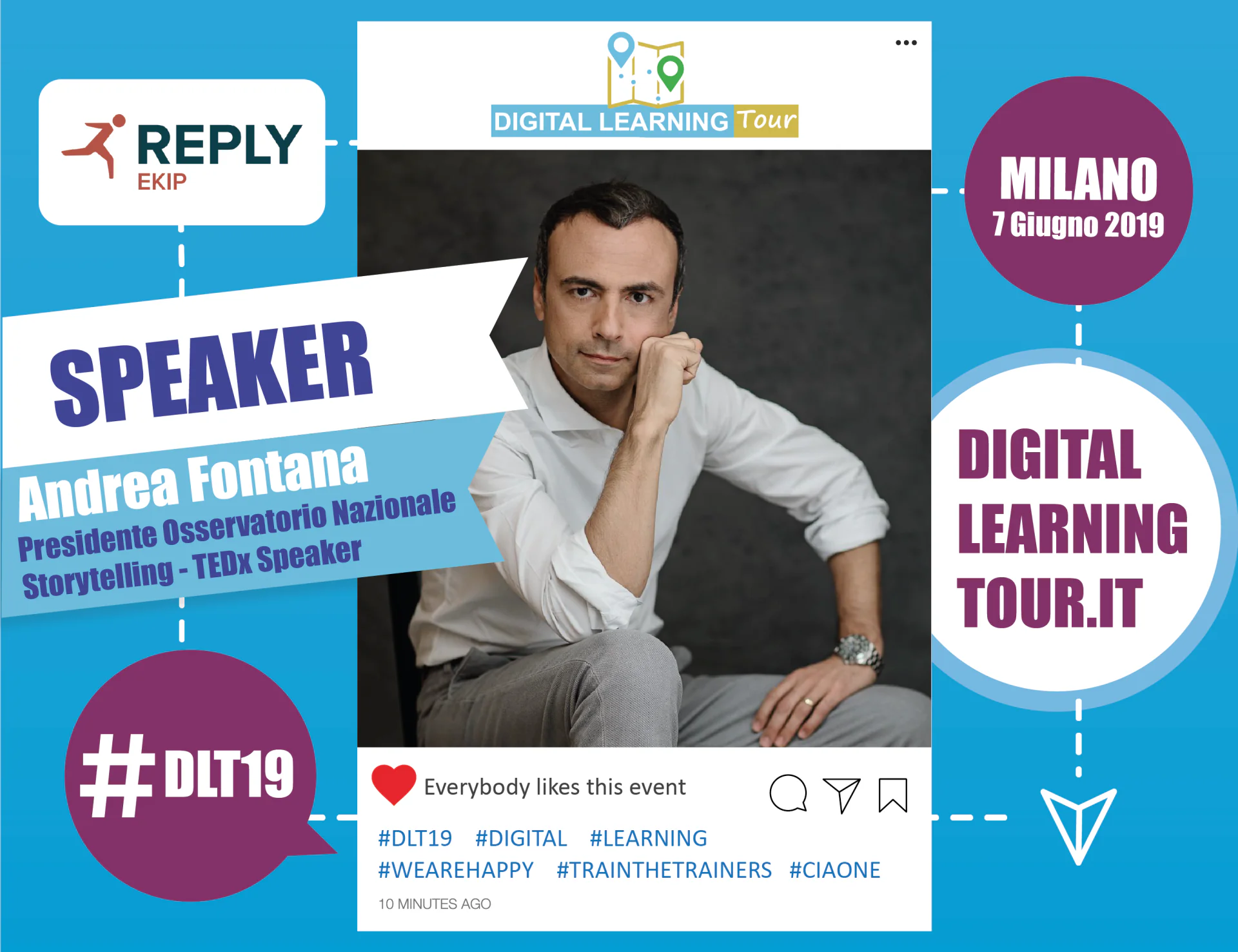 Incontra Andrea Fontana, re dello Storytelling italiano al Digital Learning Tour - 7 Giugno 2019 - Ekip Reply - Milano