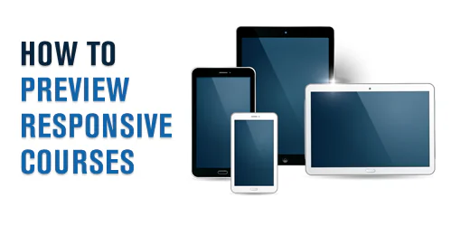 Quattro dispositivi digitali affiancati illustrano la visualizzazione di corsi e-learning responsive