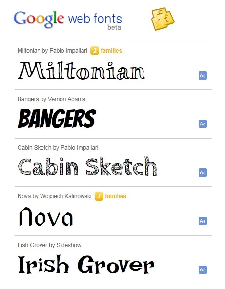 Esempi di diversi font open source disponibili su Google Fonts con nomi e stili visibili per l’uso nei corsi e-learning