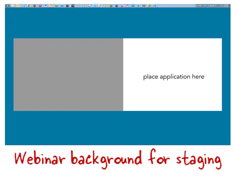 Schermata del desktop con area grigia e bianca per posizionare applicazioni durante screencast o webinar