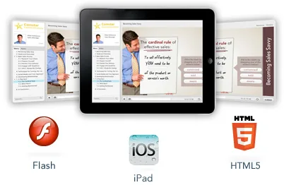 Corso e-learning creato con Articulate Studio ’12 visualizzato su iPad e compatibile con Flash, iOS e HTML5