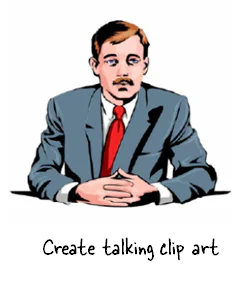 Disegno di un uomo in giacca e cravatta usato come avatar animato per corsi e-learning