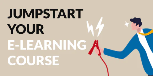 Persona stilizzata utilizza cavi di avviamento per simboleggiare l'inizio di un corso e-learning