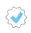Badge con segno di spunta blu su sfondo bianco che rappresenta la verifica o l’accesso approvato in Articulate 360 Teams