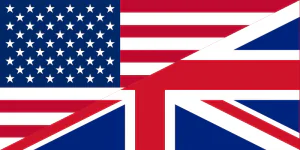 Bandiera combinata di Stati Uniti e Regno Unito che simboleggia la lingua inglese nei contenuti e-learning