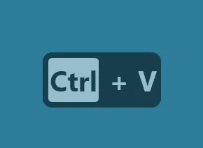 Visualizzazione della scorciatoia da tastiera Ctrl più V sullo schermo tramite Carnac durante un corso e-learning