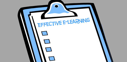 Checklist illustrata su cartelletta con scritta effective e-learning, simbolo della progettazione di corsi digitali