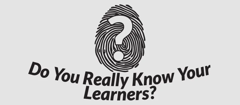 Impronta digitale con punto interrogativo e domanda sulla conoscenza degli allievi nei corsi eLearning