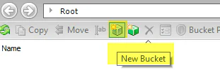 Interfaccia di Cloudberry Explorer con il pulsante evidenziato per creare un nuovo bucket su Amazon S3