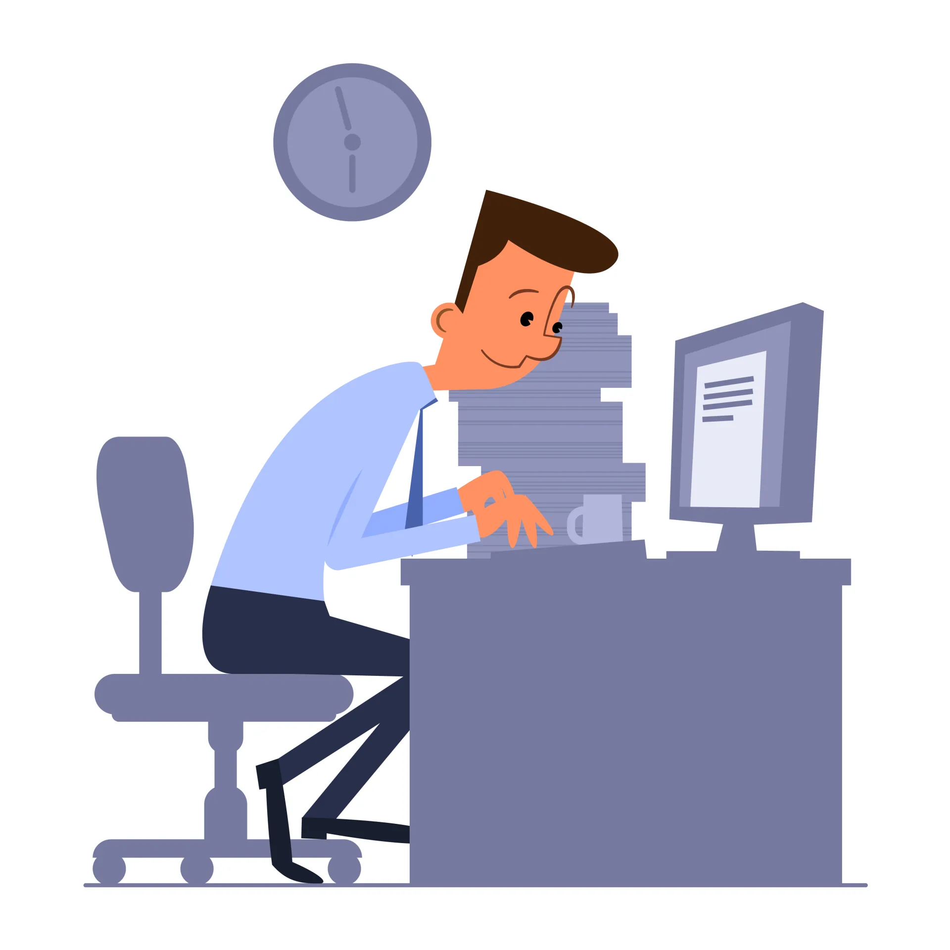 Persona seduta alla scrivania lavora al computer, simbolo di decision making e feedback nei corsi eLearning