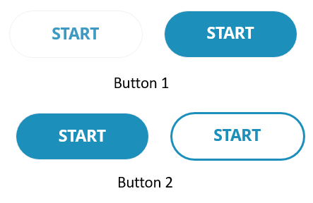 Quattro pulsanti con la scritta START mostrano diversi stati grafici per l’e-learning coerente con il brand aziendale