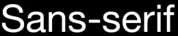 Scritta Sans-serif in carattere tipografico senza grazie su sfondo nero per illustrare la categoria di font