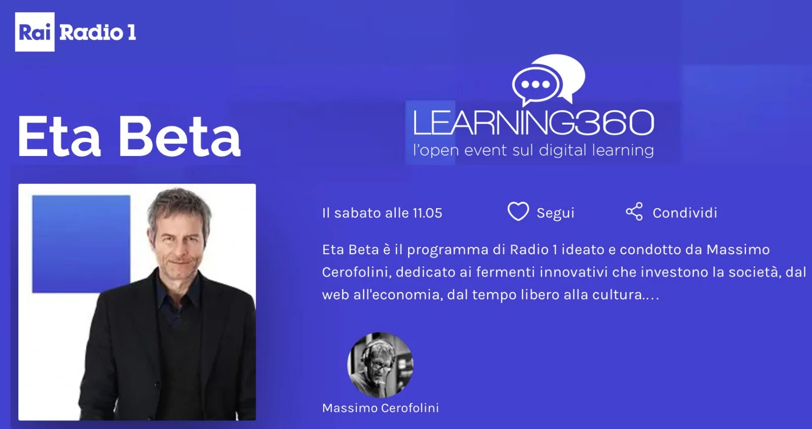 Sabato 5 ottobre live su Radio 1 RAI a Eta Beta c’è il Digital Learning visto da Mosaicoelearning
