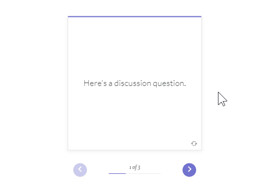 Esempio di flashcard interattiva in Rise 360 con domanda per discussione durante una presentazione Zoom