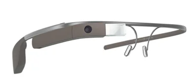 Vista laterale dei Google Glass, esempio di tecnologia indossabile applicata all’e-learning