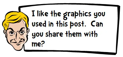 Fumetto con volto stilizzato e testo in inglese, esempio di clipart creata in PowerPoint per rapid elearning