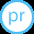 Icona circolare azzurra con le lettere pr che rappresenta Articulate Preso, strumento per creare video formativi su iPad