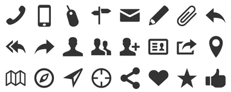 Serie di icone vettoriali in stile font dingbat utili per creare simboli personalizzati in PowerPoint per eLearning