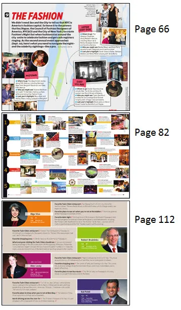 Tre pagine di rivista con layout grafici e call out colorati come spunto per la progettazione di corsi e-learning