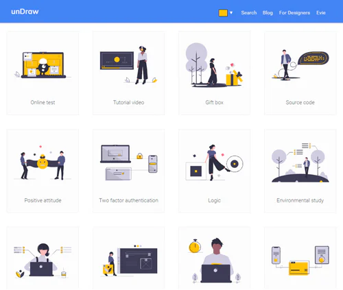 Set di illustrazioni vettoriali minimaliste da unDraw ideali per personalizzare corsi eLearning in Rise 360