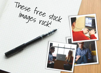 Penna su quaderno con testo sulle immagini stock gratuite e tre foto di persone al computer in contesto lavorativo