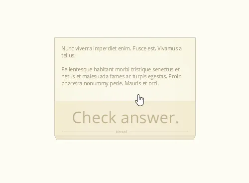 Interfaccia interattiva con pulsante Check answer e testo simulato per prototipi e-learning