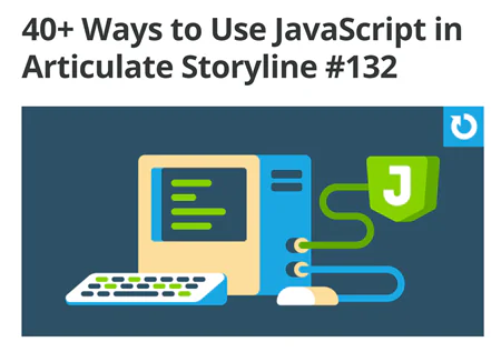 Illustrazione di un computer collegato a un simbolo JavaScript, rappresenta l'integrazione di codice nei corsi eLearning