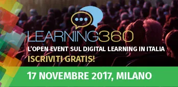 Banner promozionale dell’evento Learning360 con data, luogo e invito all’iscrizione gratuita