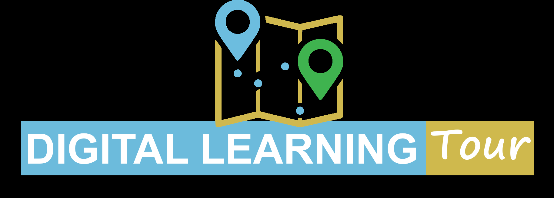 Logo con mappa stilizzata e indicatori che rappresenta il Digital Learning Tour, percorso formativo digitale