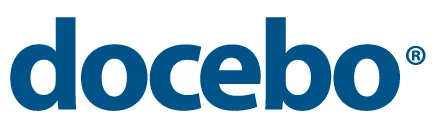 Logo Docebo in blu, rappresenta la piattaforma LMS per la formazione a distanza su cloud