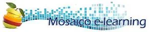 Logo di Mosaico eLearning con una mela stilizzata e mosaico digitale, simbolo del portale di formazione digitale