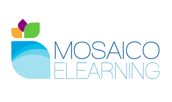 Logo Mosaicoelearning colorato utilizzato per rappresentare il brand nei contest e nei corsi su Articulate 360