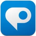 Logo ufficiale di Photoshop Express su sfondo blu, rappresenta l'app di fotoritocco mobile citata nell'articolo