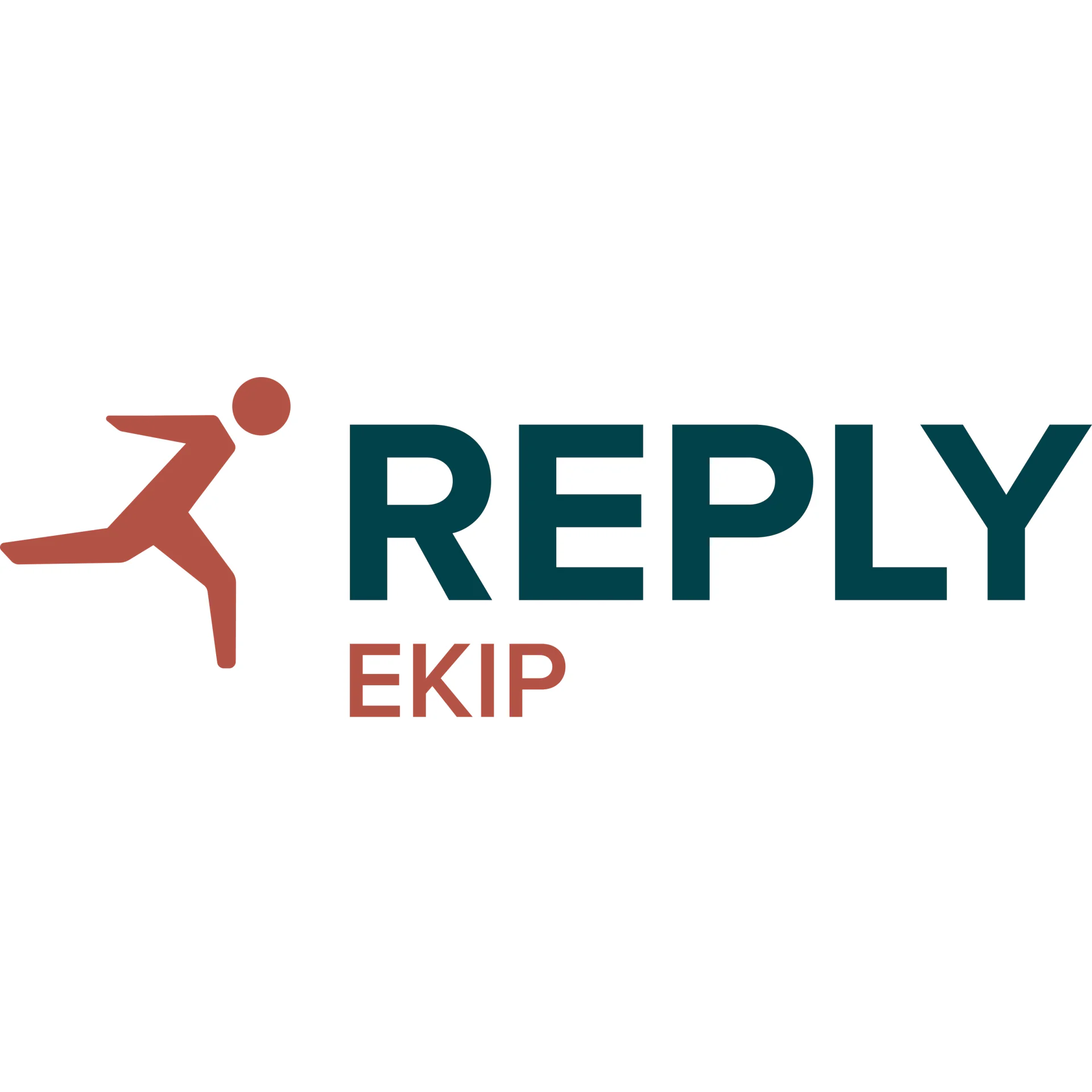 Logo stilizzato Reply EKIP con figura dinamica e testo, rappresenta un partner del Digital Learning Tour