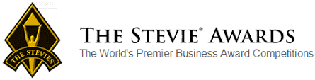 Logo ufficiale degli Stevie Awards con testo descrittivo della competizione internazionale di business