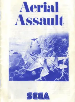 Copertina del manuale Aerial Assault di SEGA con aerei da combattimento e tempesta, esempio di istruzioni tradizionali