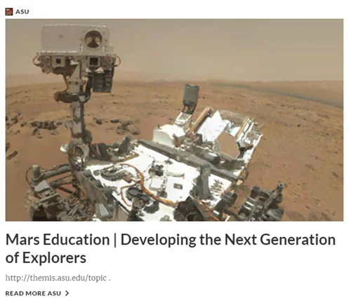 Anteprima di un blocco embed in Rise che mostra una pagina web educativa su Marte con un rover sul pianeta rosso