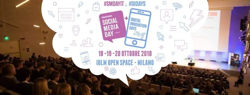 Sala conferenze piena durante Mashable Social Media Day e Digital Innovation Days 2018 a Milano con dettagli dell’evento
