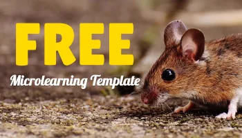 Scritta free microlearning template accanto a un topo su sfondo naturale, promuove un modello gratuito per microlearning