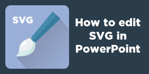 Icona con pennello e testo che spiega come modificare immagini SVG in PowerPoint per la personalizzazione grafica
