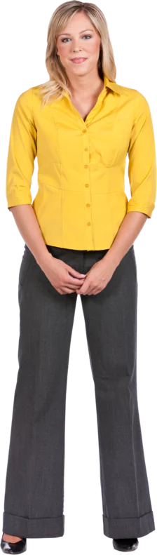 Donna in abbigliamento business casual utilizzabile come personaggio ritagliato per corsi e-learning