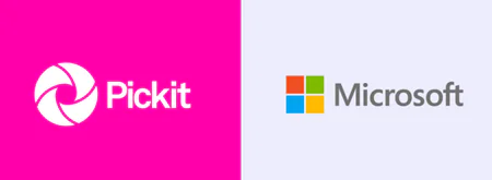Loghi di Pickit e Microsoft affiancati per illustrare la partnership sulle clip art gratuite in PowerPoint