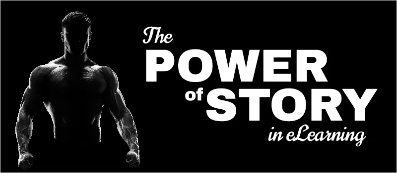 Figura maschile stilizzata in controluce accanto al testo The Power of Story in eLearning per introdurre lo storytelling