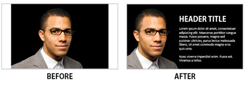 Confronto tra una foto originale e la stessa immagine allungata in PowerPoint per creare spazio a destra per testo e titolo
