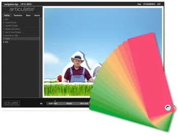 Schermata di PowerPoint con diapositiva e mazzetta colori che rappresenta la scelta di palette personalizzate per il brand