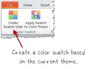 Barra strumenti PowerPoint con opzione per creare una diapositiva campione colori dal tema attuale