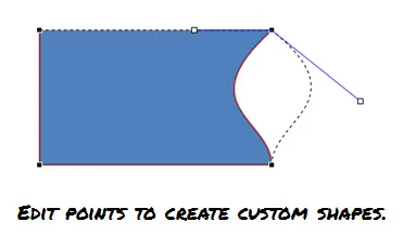 Forma blu modificata tramite punti di controllo in PowerPoint per creare una tasca personalizzata su una slide
