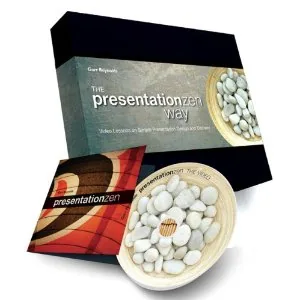 Kit Presentation Zen Way con libro, DVD e ciotola di sassi bianchi per ispirare il design delle presentazioni